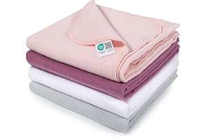 MAKIAN Muselinas Bebe Algodon 80x80 Franela | Gasas para Bebes 4 Ud | Arrullo para Bebes 100% algodón, sin sustancias nocivas, Certificado Oeko-Tex - Rosa Orquidea