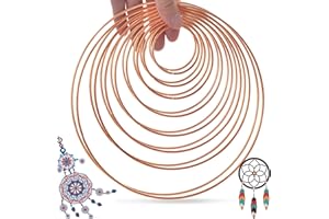 SOSMAR 16 Pieces Dream Catcher Hoops 8 Size Dreamcatchers Weldable Metal Ring for Macrame Wedding Décor DIY Handcraft Project (5/6.5/8/10/12/14/16/19cm) Rose Gold