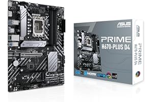 ASUS PRIME H670-PLUS D4 Scheda Madre ATX, Intel H670, LGA1700, DDR4, PCI 4.0, Realtek 2.5Gb Ethernet, Realtek 7.1 Surround, 3xM.2, 4xSATA 6GB/s, USB 3.2 Gen 2, Armoury Crate, Nero