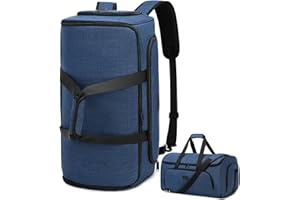 Suit Carrier Garment Duffle Bag, Vessgra Travel Garment Bags Suit Bags for Men Women, 4 in 1 Hanging Dress Suitcase, Waterproof Convertible Carry On Garment Bag with Shoe Pouch (Blue)
