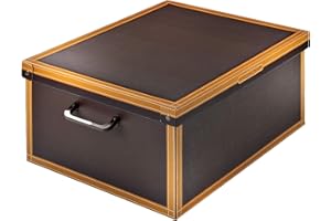 Boite de Rangement avec Couvercle, Boite en carton, Rangement Vetement, Meuble de Rangement Chambre, Bureau, Panier de Rangement, Organisateur Tiroir, 40x50x25 cm CUOIO/CUIR Large