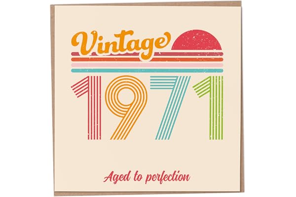 Mug Monster Carte d'anniversaire 52 ans – Vintage 1971 Aged to Perfection, carte de vœux amusante pour homme et femme, carte d'anniversaire pour homme, carte d'anniversaire pour sœur, carte pour papa