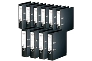 Falken - Confezione da 10 raccoglitori ad anelli con rivestimento in plastica per esterni e interni, larghezza 8 cm, DIN A4, colore: Nero