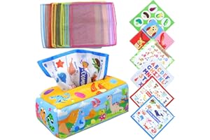 HOMGATY Baby Toy Tissue Box, Baby Toys 6 Months Plus, Baby Tissue Box Toy 6-12, Soft Stuffed High Contrast Montessori Sensory Toys for Baby 6-12 Months, Early Learning Toys Baby Gifts