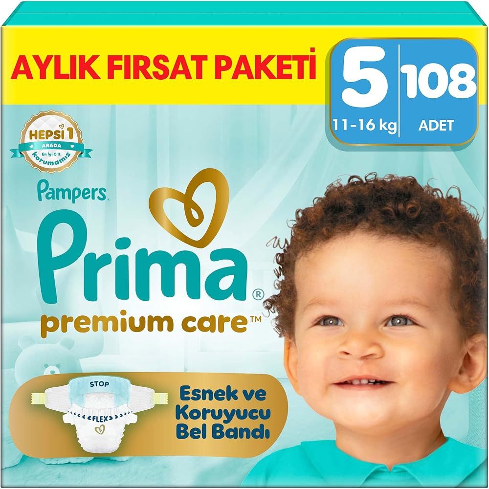 Prima Bebek Bezi Premium Care 5 Numara 108 Adet Aylık Fırsat Paketi