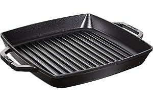 STAUB Gril en Fonte avec Double Poignée, Carré, 28 x 28 cm, Noir Mat