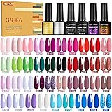LEVIPE 45Pz Smalto Semipermanente Unghie, con Base Coat e Glossy & Matt Top Coat, Diamanti & Fluorescent Topcoat, Smalto per 
