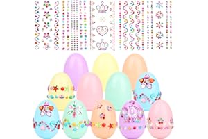 ZJHiome 2.4'' Plastic Easter Eggs, 24 Pcs Pastel Easter Eggs with 5 Gem Stickers for Egg Hunt Bulk DIY Egg Easter Decor for Kids Easter Basket Stuffers Party Favor(pastel)