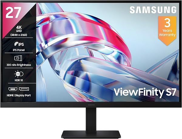 Samsung 27" (68.47cm) 4K UHD Monitor|4K 3840 x 2160|IPS Panel|HDR 10|SRGB 99%|1.07 Billion Colors|Wide Viewing Angle|Ports-HDMI,DP,Headphone|PIP|PBP|Eye Saver M