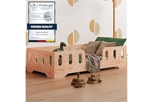 smartwood TILA 2 Letto Montessori Bambini 60x120 - Letto in Legno con Sponde per Bambina e Bambino - Lettino Montessoriano per Bambini - Bordi Lisci e Rapido Montaggio - Carico max 230 kg