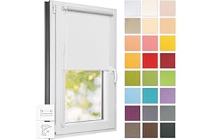 ‎ESTIKA Estika Rollo für Fenster ohne Bohren - 135cm x 120cm - Weiß - 25 Stofffarben, Klemmfix Montage, Fensterrollos für innen, Sichtschutz für Fenster und Balkontür (135 cm Stoffbreite)