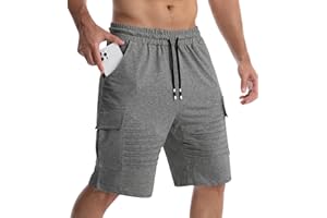 Suwangi Short pour Homme Casual Pantalon Court Cargo en Coton Elastique avec Multi-Poches