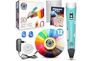 The Italian Home® Penna 3D + Filamenti PLA 12 Colori (2 Fluoerescenti) + Istruzioni in Italiano e Guida illustrata in Omaggio - Penna 3D bambini 10 anni