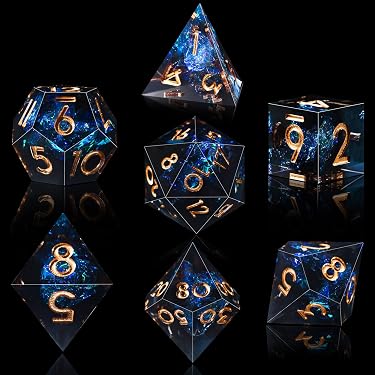 Dés Multi Faces à Jouer Set De Dés Dungeons & Dragons Verts OriCraft - 7 Dés Polyédriques Acrylique - Monde Sous-marin - D20 Set Dés Monde Sous-marin