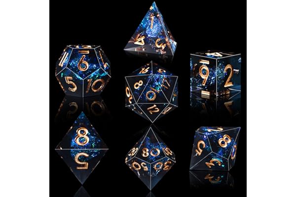 SIQUK 7 Pièces Dés Polyédriques 7 Die Dés D4 D6 D8 D10 D12 D20 D% Jeu de Dés Polyédriques pour Donjons et Dragons DND RPG MTG, Étoile Noire