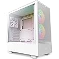 NZXT H5 Flow RGB Compact ATX Mid-Tower PC Gaming Case – CC-H51FW-R1 - High Airflow Perforated Front Panel – Tempered Glass Side Panel – Cable Management – 2 x F140 RGB Core Fans – White