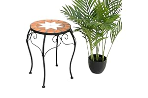 DanDiBo Blumenhocker Mosaik Rund 37 cm Blumenständer 12014 Beistelltisch Pflanzenständer Mosaiktisch Klein