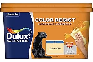 Dulux Valentine Color Resist Pièces à Vivre - Peinture Intérieure Murs, Plafonds, Boiseries - Lessivable et Résistante - Couleur : Jaune Citron - 2,5 L - 5351569