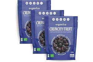 ORGANICA DOWN TO EARTH Organica Food – Crunchy Family Myrtilles lyophilisées BIO 100% fruit – 3 Sachets refermables – Snack croustillant vegan sans sucres ajoutés