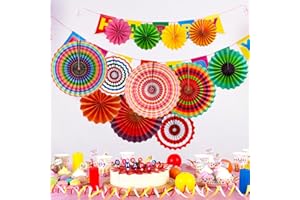 12 Stück Papier Fächer Dekoration Hanging Party, panemy Fans Papier, Farbe Papierfächer Party Deko Set für Geburtstag Hochzeit Abschlussfeier Veranstaltungen Zubehör Kombination 20cm 30cm 40cm