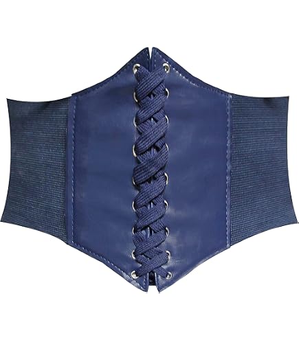 AOWVUTS Corsetto Donna Con Lacci - Cintura Elastica Larga 7,5 Cm In Pelle E Pizzo - Retrò Per Costumi E Abbigliamento Quotidiano