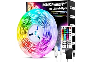 IKERY LED Strip Light 20M, LED Light Long Strips with 44-Keys Remote, 24V SMD 5050 RGB Colour Changing LED Lights for Bedroom, Kitchen, Party Christmas DIY Kids Room Decor (20M x 1)