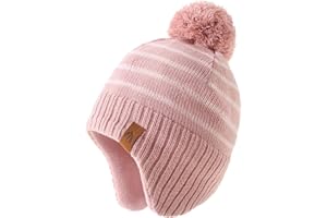 AHAHA Wintermütze Mädchen Kinder Beanie Earflap Pompon Baby Strickmütze Mädchen