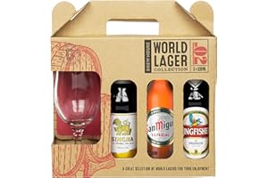 BLUE TREE Brew House World Lager Selection Gift Box, includes 3x330ml Lagers and Chalice Glass, Gift Set for Lager Lovers, Premium Packaging for Birthdays and Christmas