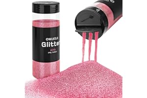 OWLKELA 170g/5.99oz Fine Glitter, Pink Glitter Powder for Sesin, Art & Craft, Nail, Hair, Face, Body, Slime, Festival Cosmetic Powder for Painting, Candle/Soap Making, Waxing