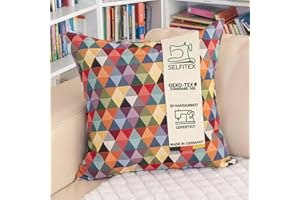 Selfitex buntes Sofakissen mit Füllung und Bezug 60x60, Luxus Sofakissen, farbenfrohes Couchkissen, robuster Webstoff, Dekokissen mit strahlend satten Farben, moderner Look (Dreieck)