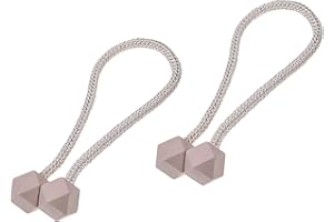 Kare & Kind Cordoncini Magnetici per Tenda - 2X Corde Decorative - 45cm di Lunghezza - per Tende e Drappeggi Fini, Spessi - per Tende da Casa, Interno ed Esterno - Poliedro (Champagne)