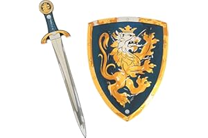 Liontouch - Espada y Escudo de Juguete Noble Caballero, Azul | Set Medieval de Juego de Imitación en Espuma para Niños con Tema de León Dorado | Armas Seguras y Armadura de Batalla para Disfraces