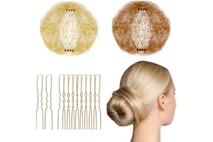 GOGOU Filet Chignon Danse Classique Fille, 20 Pcs Filet Cheveux Chignon Invisible et 50 Pcs U Forme Pince pour Ballet Danseuse Infirmière (Beige & Or)