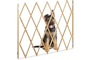 Relaxdays Barierka bezpieczeństwa dla psów, do 130 cm, 87,5-100 cm wysokości, Bambus, schody i drzwi, Natura