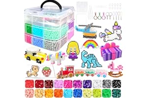 KIFHCMPR 20 Farben 5mm Stück Bügelperlen Set,11000 Steckperlen mit Aufbewahrungsbox, Bügelperlen Platten, Benutzerführung, Kinder DIY Gestalten von Schmuck Deko, Geschenk Bastelideen für Mädchen Junge 5+