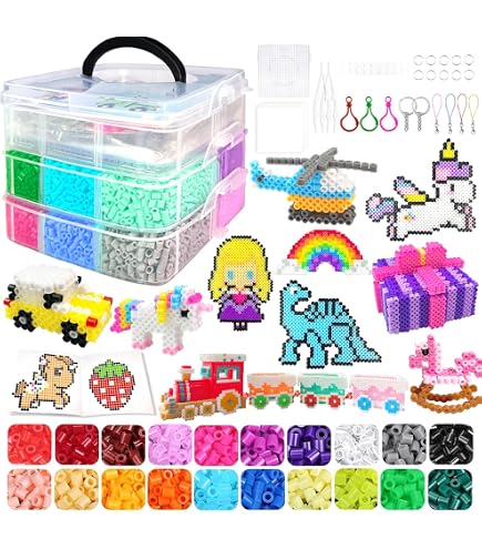 Perle A Repasser Ophy Kit De Perles Fusibles | 15 000 Perles De 5 Mm En 20 Couleurs, 16 Motifs, 6 Panneaux Perforés, 2 Pinces, 5 Papiers à Repasser, Pour Garçons Et Filles Perle à Repasser