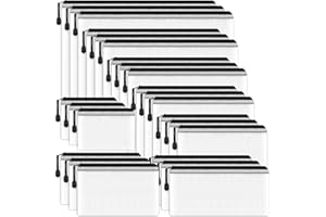 SMARPAU Dokumententasche mit Reißverschluss, 24 Stück Dokumententaschen Wassersicht Datei Tasche Kunststoff Reißverschlusstasche für Datei, Dokumente, Schule, Papier, Kosmetik (Schwarz, 8 Größen)