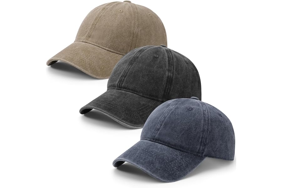ViEinkaufen 3 Pack Baseball Caps Adjustable Washed Vintage Hat Cotton Distressed Base Ball Caps for Men Women Outdoor Golf Tennis Shopping