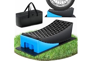 MEISHILE Jeu Cales Niveau, 32 * 15cm Cales Pour Camping-Car, 2 Cales Accessoires Camping-Car, Jusqu'à 5000 Kg, Surface Antidérapante (BLUE)