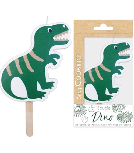 Dinosaurier Geburtstagskerzen Set – Zahl 5, Mit 2 Cake Toppern, Für Dino-Themenparty, Grün, Ca. 12,5 Cm