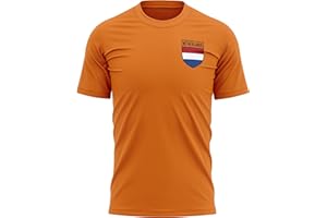 PURPLE PRINT HOUSE Netherlands Football Shirt Retro - Mens Holland Flag Badge T Shirt - Football European Country 2021 2020 Supporters Black Orange 1905 Tee Him - Holland Dutch Tournament Footy Soccer Top