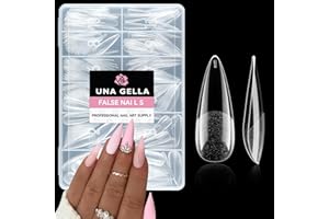 UNA GELLA Capsule Américaine Oignon Amande, 216 Pièces 12 Tailles Préformées Ongles Stiletto Long pour Extensions Acryliques & Dip DIY Salon Professionnel