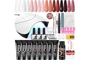 ‎VANREESA VANREESA Poly Nagelgel Set, 8 Farben Poly Nägel Gel Set Mit 36W U V/LED Nagellampe Weiß Rosa Builder Enhancement Gel Starter Kit Geschenk für Frauen