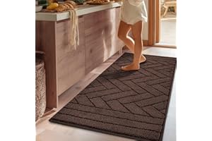Biscpro Felpudo Interior Largo 50x120cm Lavable Antideslizante Absorbente de Agua Alfombra para Pasillo Felpudo para Perro Entrada Pasillo Cocina-Café