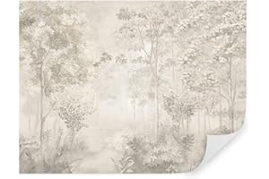 GENERIC Tapeko - Carta da parati moderna, natura, foresta, fotomurali 400x280 cm, stile natura, foresta, alberi, fogliame, carta da parati 3d per camera letto, soggiorno, beige u78448