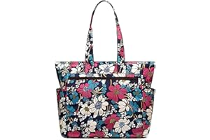 GENERIC Floral Tote Water-resistant Large Shoulder Bag for Shopping School Work College Yoga Travel Beach Daily Use with Multi Pockets