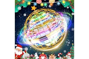 Tomzon Flying Ball, Hover Boomerang Ball, Flying Orb Toy, Hand Controlled Flying Spinner, Magic Globe Shape Mini Drone with 360° Rotating RGB Lights, Best Gift for Kids Adults Indoor Outdoor Yellow