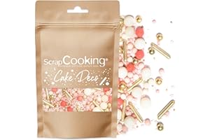 ScrapCooking - Décors Sucrés Rods Rose & Or 70g - Sprinkles Pâtisserie Roses & Dorés Comestibles - Perles en Sucre Décoration Desserts, Gâteaux, Biscuits, Cupcakes, Anniversaire - 7452