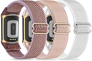 Wizvv 3 elastyczne bransoletki kompatybilne z Fitbit Charge 5/Fitbit Charge 6, dla kobiet i mężczyzn, oddychające, regulowane, nylonowe, do Fitbit Charge 5/Charge 6