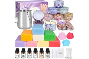 LDUMODUW Kit Bougie A Faire Soi Meme Adulte, Bougie Parfumées Avec 480g de Cire de Bougie, 6 Huiles Essentielles, Mèches et Pot de 550 ml, Kit Fabrication Bougie Pour Adultes Débutants